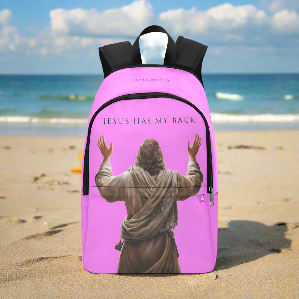 "Jesus Has My Back" Christian Backpack (Choose Pink Shade)