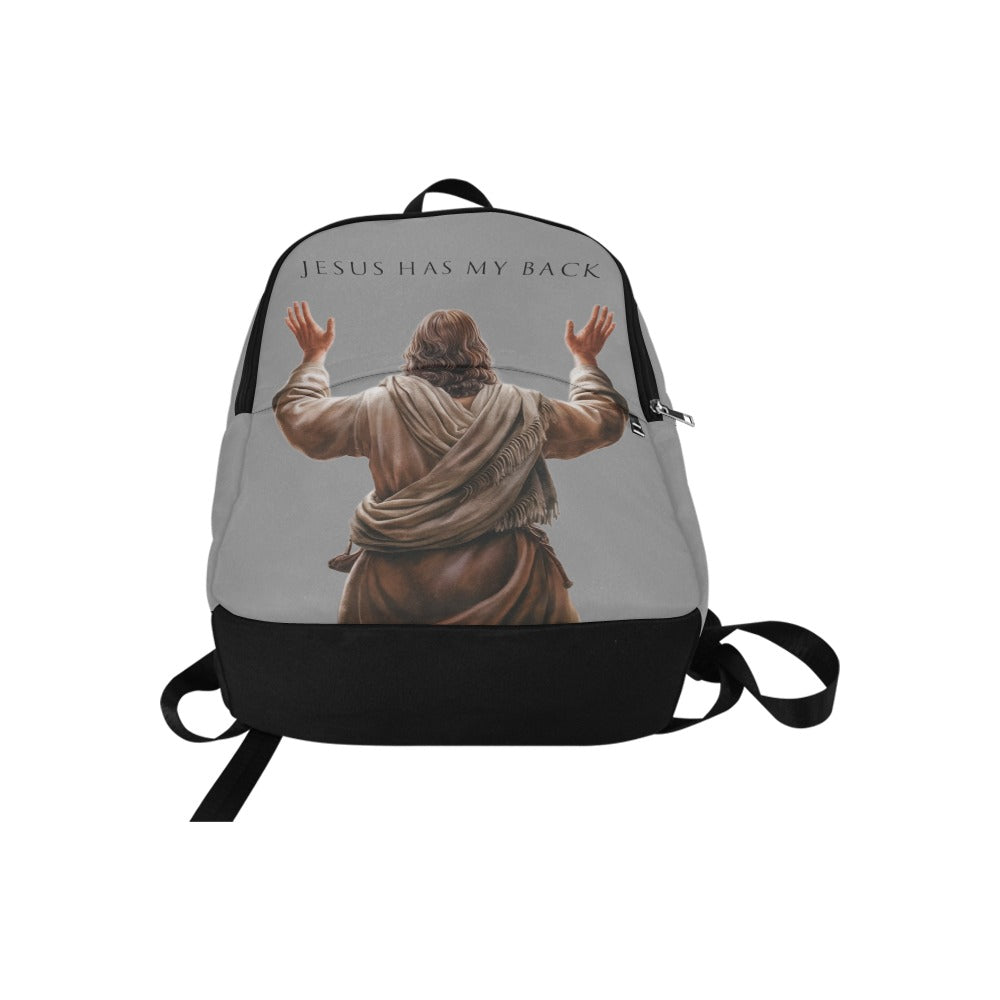 "Jesus Has My Back" Graphic design Christian Backpack (Choose Grey Shade)