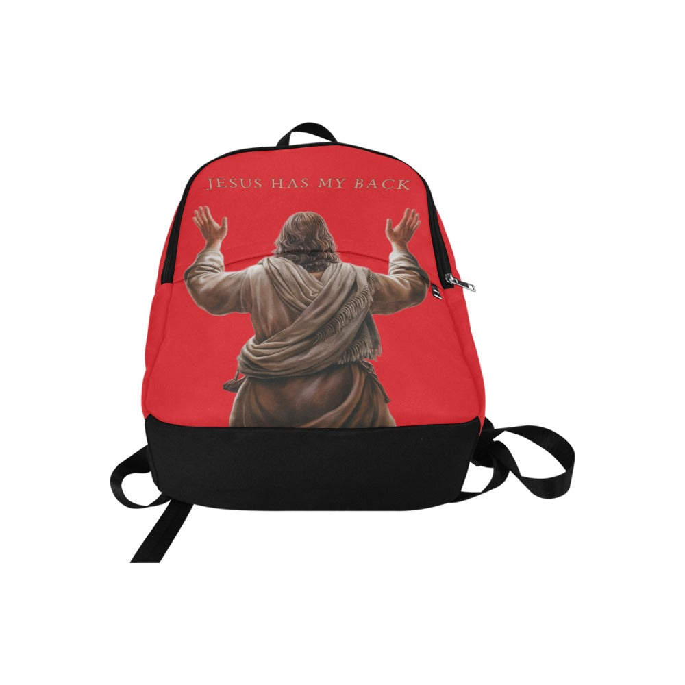 "Jesus Has My Back" Christian Backpack (Choose Red Shade)