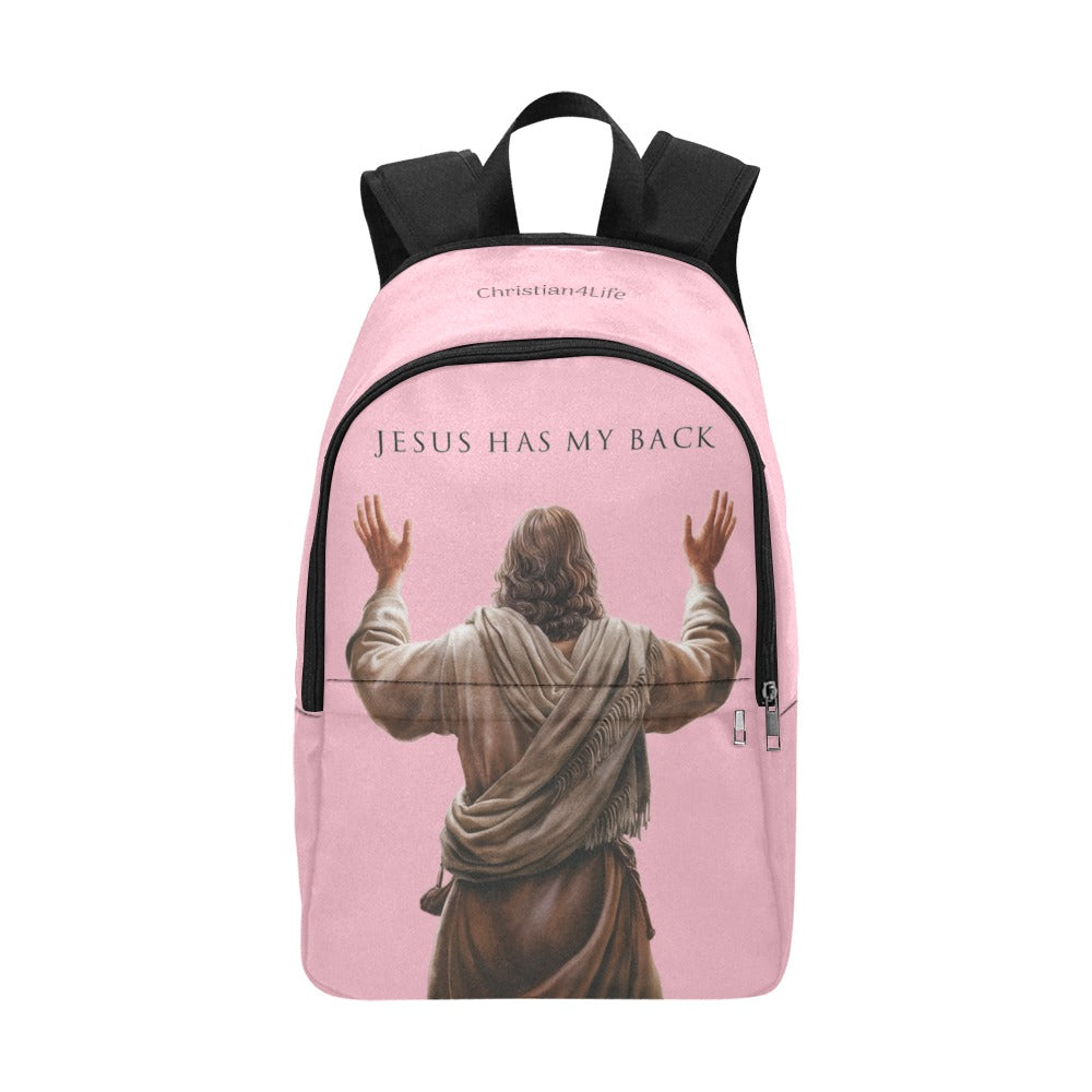 "Jesus Has My Back" Christian Backpack (Choose Pink Shade)