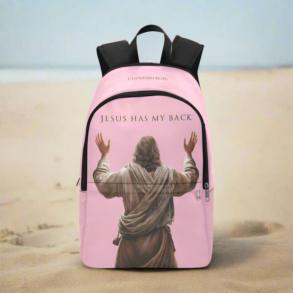 "Jesus Has My Back" Christian Backpack (Choose Pink Shade)