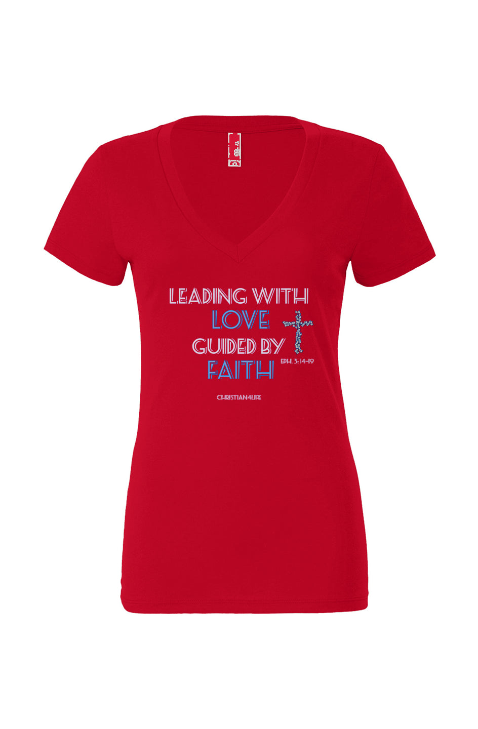 Leading with Love-Women’s Jersey Short Sleeve Deep V-Neck Tee - s / red - T-Shirt