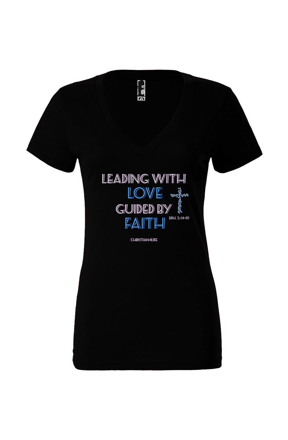 Leading with Love-Women’s Jersey Short Sleeve Deep V-Neck Tee - s / black - T-Shirt