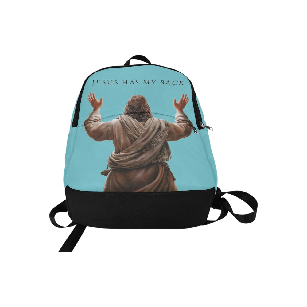 "Jesus Has My Back" design Christian Backpack (Choose Blue Shade)