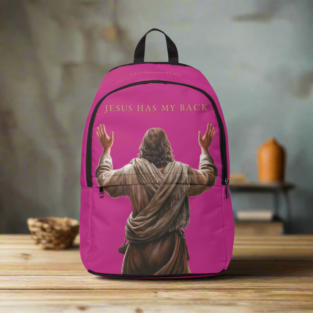 ’Jesus Has My Back’ Christian Backpack (pink) - One size - Bags