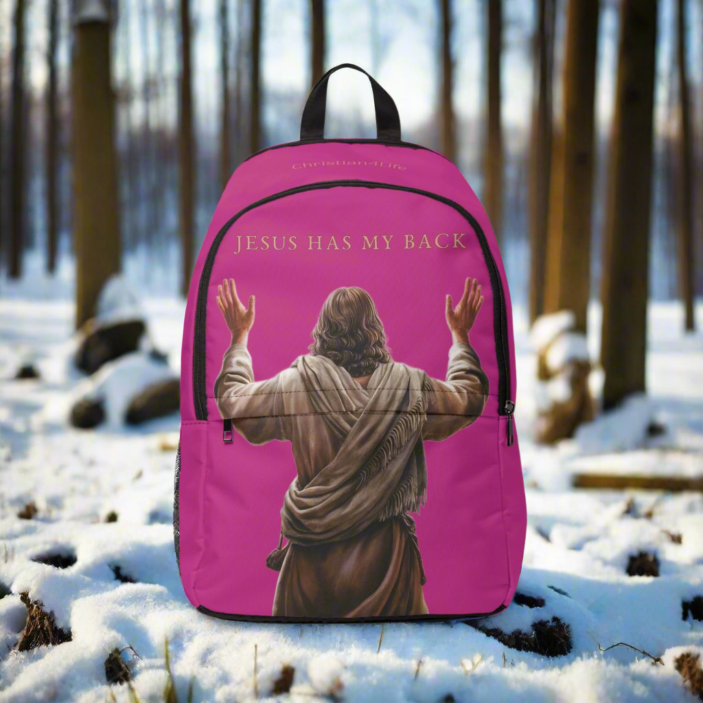 ’Jesus Has My Back’ Christian Backpack (pink) - One size - Bags