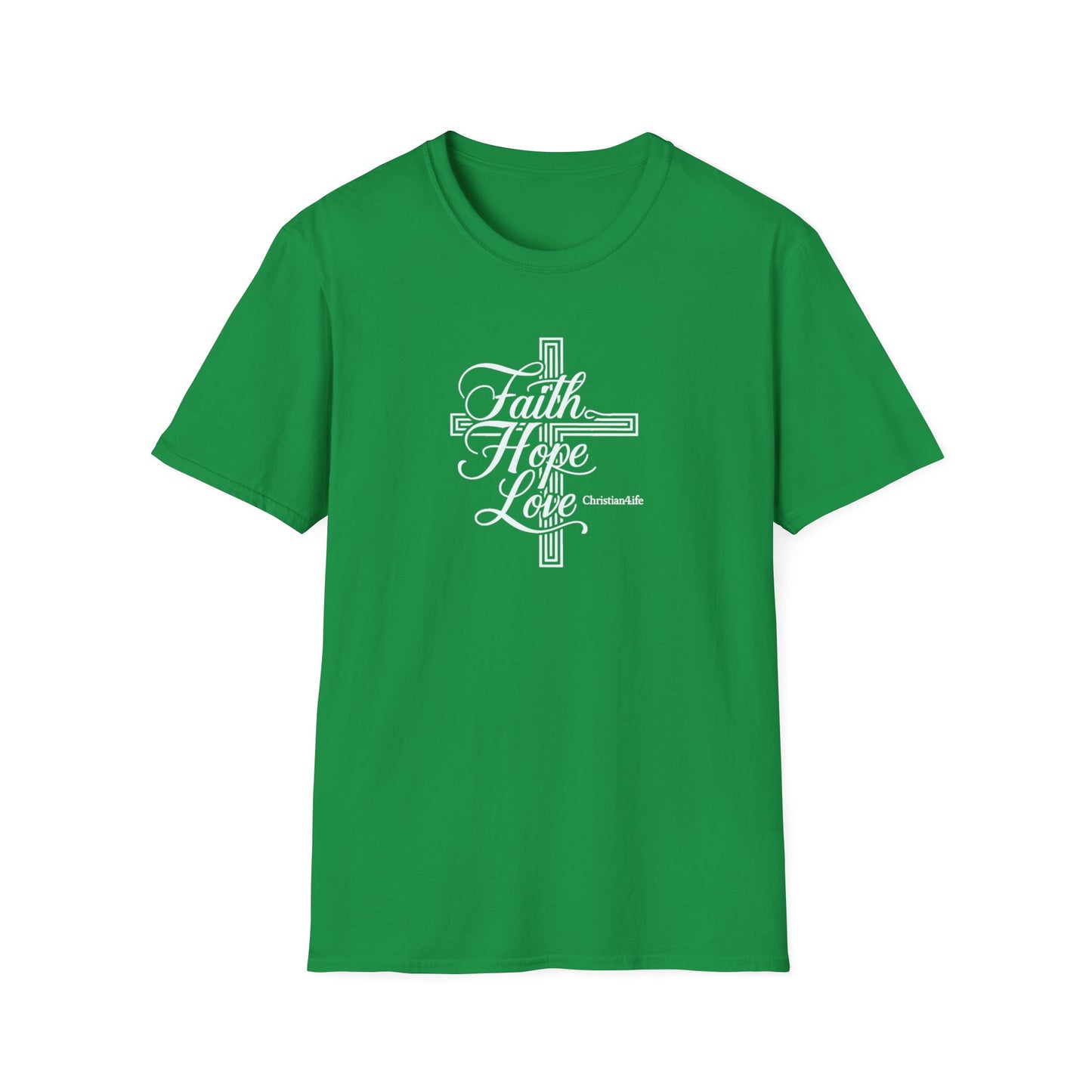 Unisex ’Faith Hope Love’ Christian Cotton Softstyle T-Shirt - Irish Green / S - T-Shirt