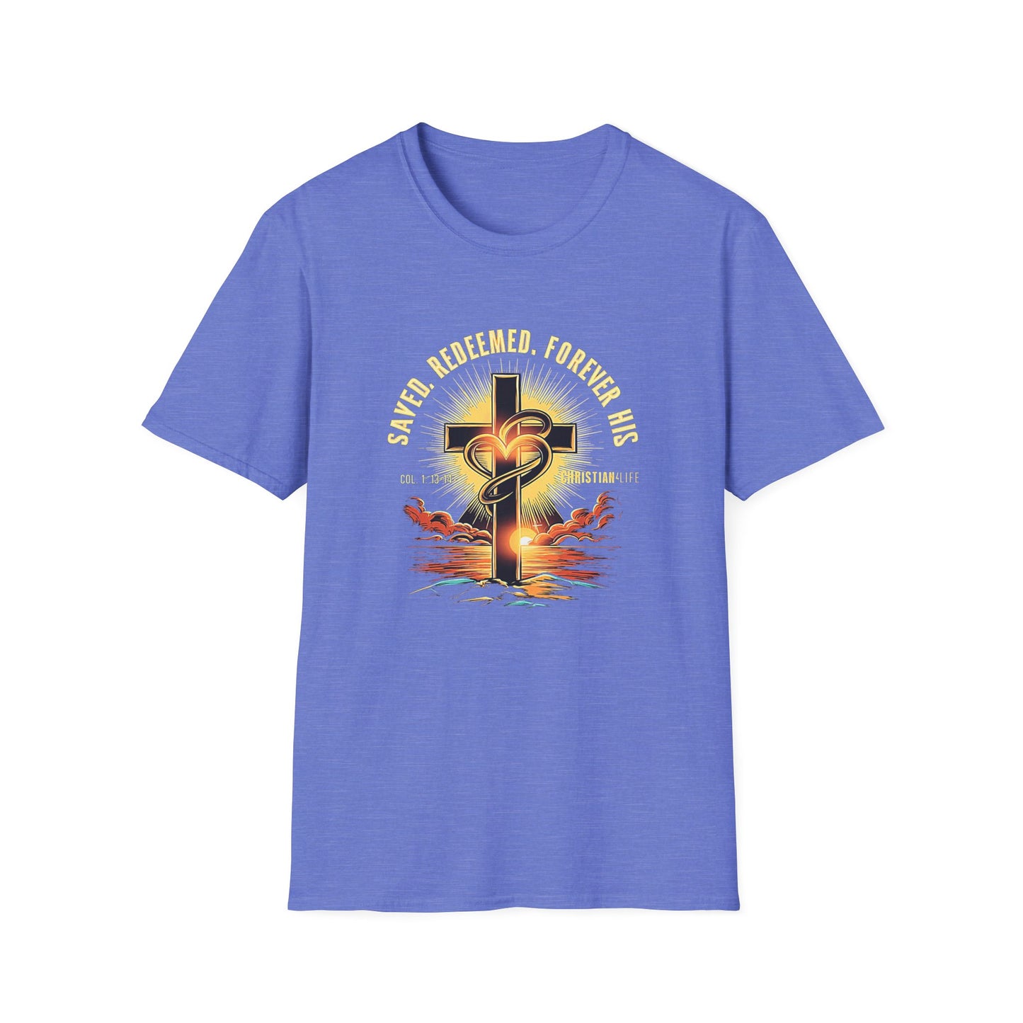 Unisex ’Saved Redeemed Forever His’ Christian Cotton Softstyle T-Shirt - Heather Royal / S - T-Shirt