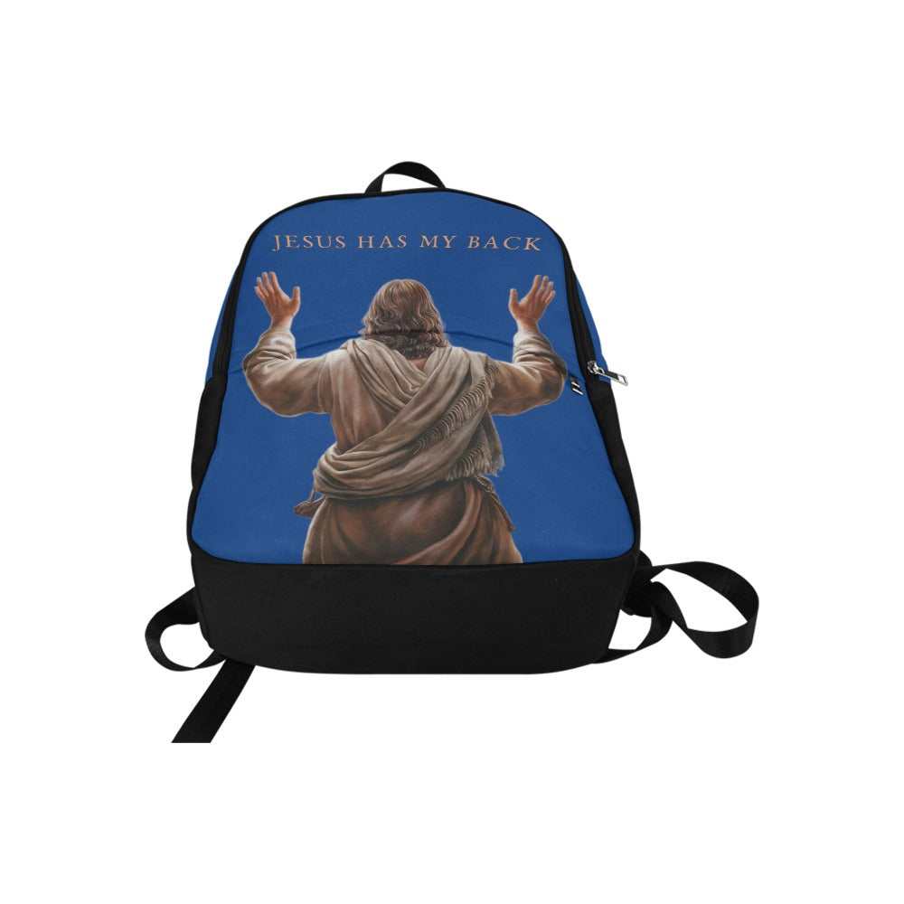"Jesus Has My Back" Christian Backpack-Black Side Accent (Choose Green or Blue shades)