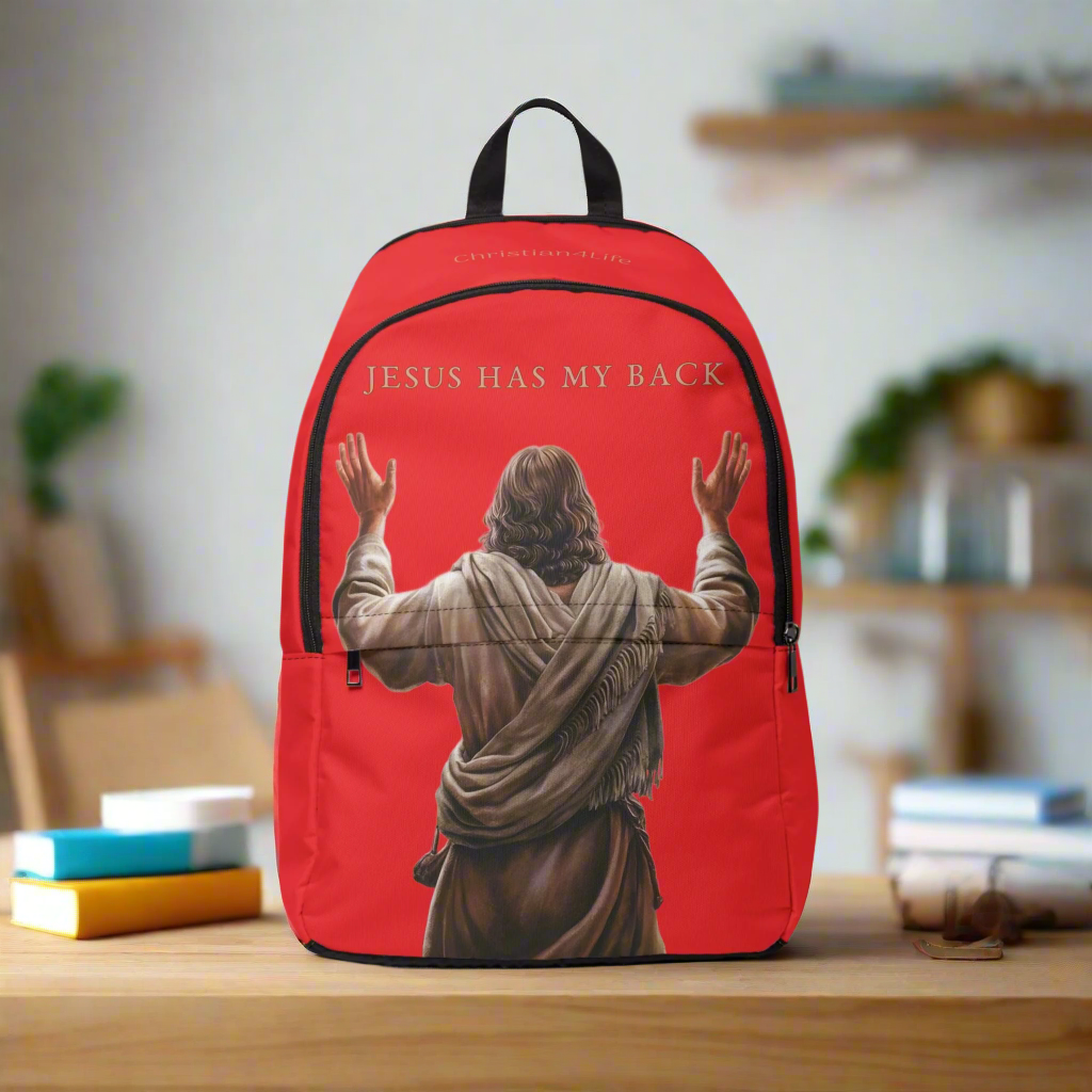 ’Jesus Has My Back’ Christian Backpack (red) - One size - Bags