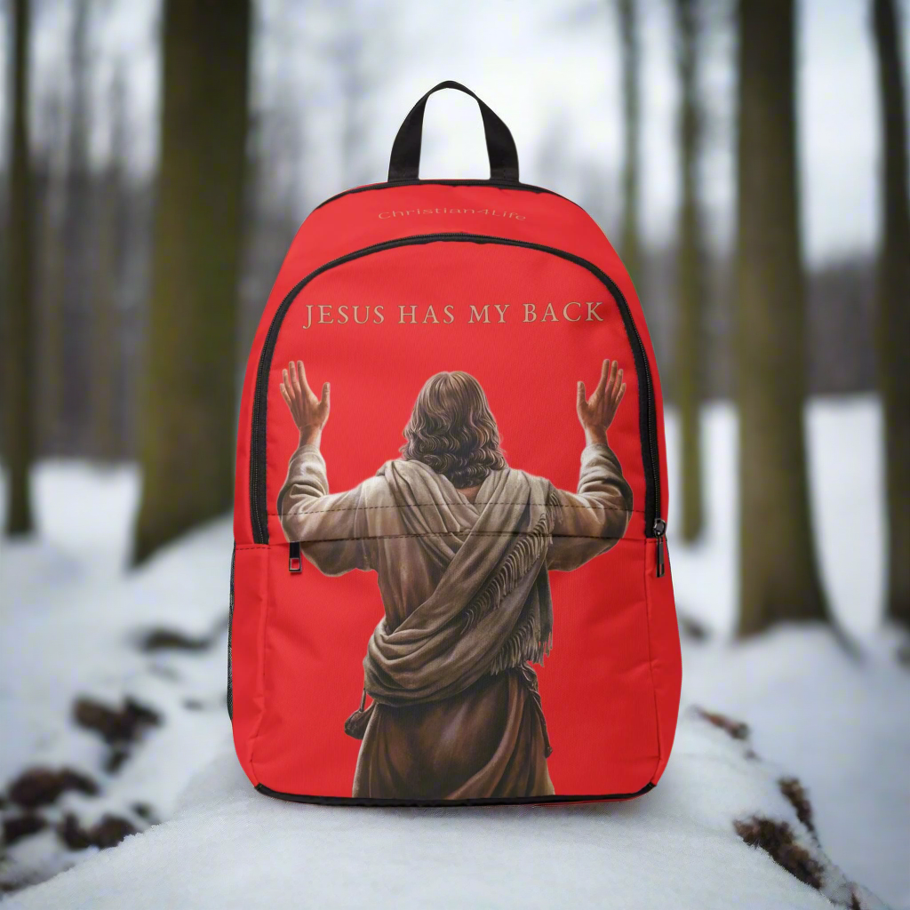 ’Jesus Has My Back’ Christian Backpack (red) - One size - Bags