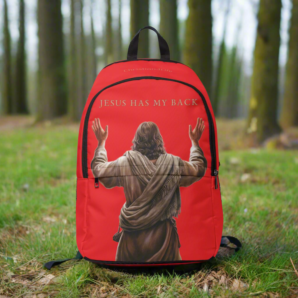 ’Jesus Has My Back’ Christian Backpack (red) - One size - Bags