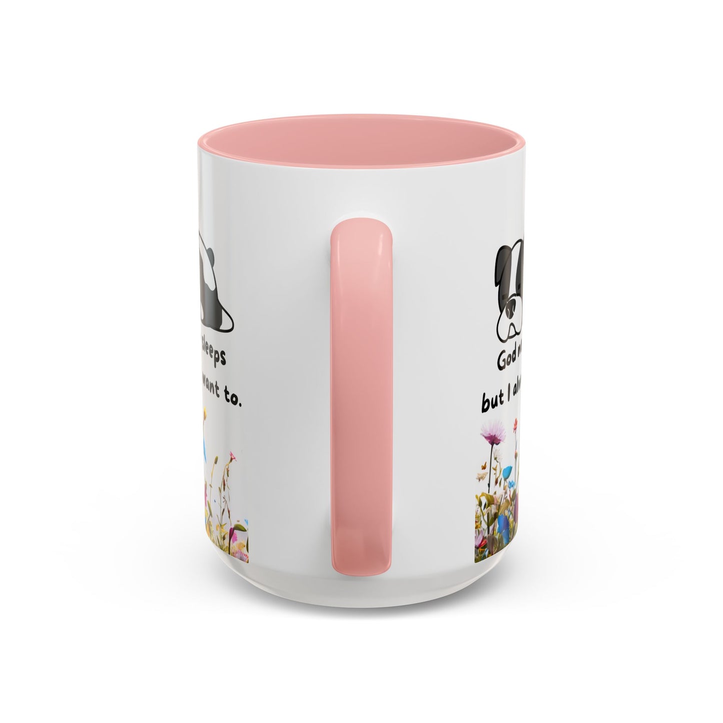 Christian 11oz and 15oz Accent Coffee Mug ’God never sleeps’ (with flowers) - Mug
