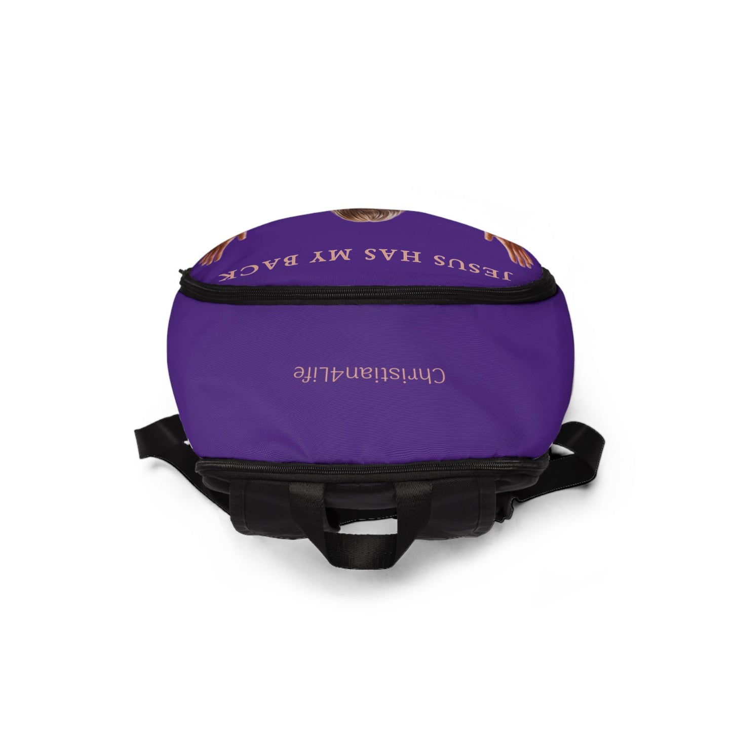 ’Jesus Has My Back’ Graphic design Christian Backpack (purple) - One size - Bags