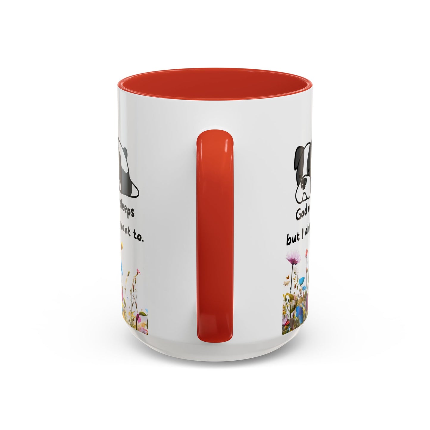 Christian 11oz and 15oz Accent Coffee Mug ’God never sleeps’ (with flowers) - Mug