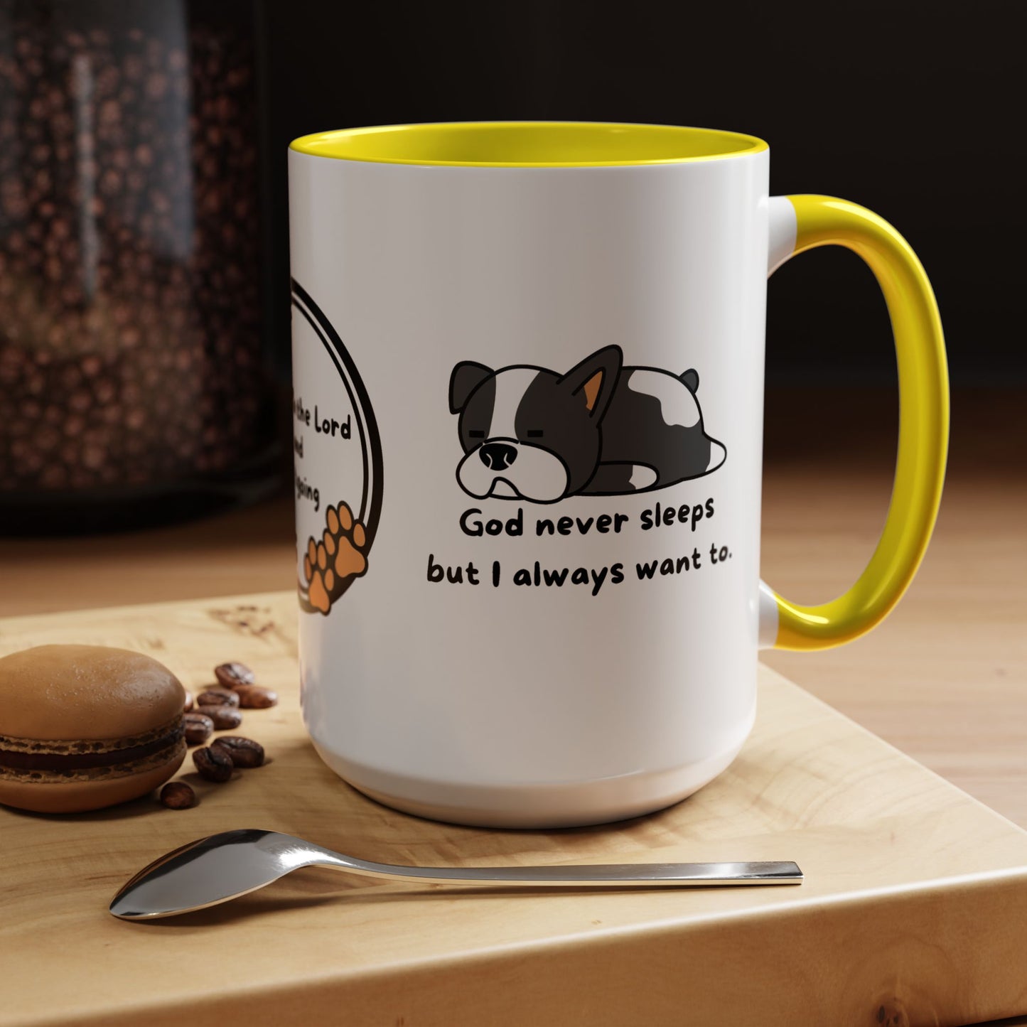 Christian ’God never sleeps’ 11 oz and 15oz Accent Mug multiple colors Christian Mug - 15oz / Yellow - Mug