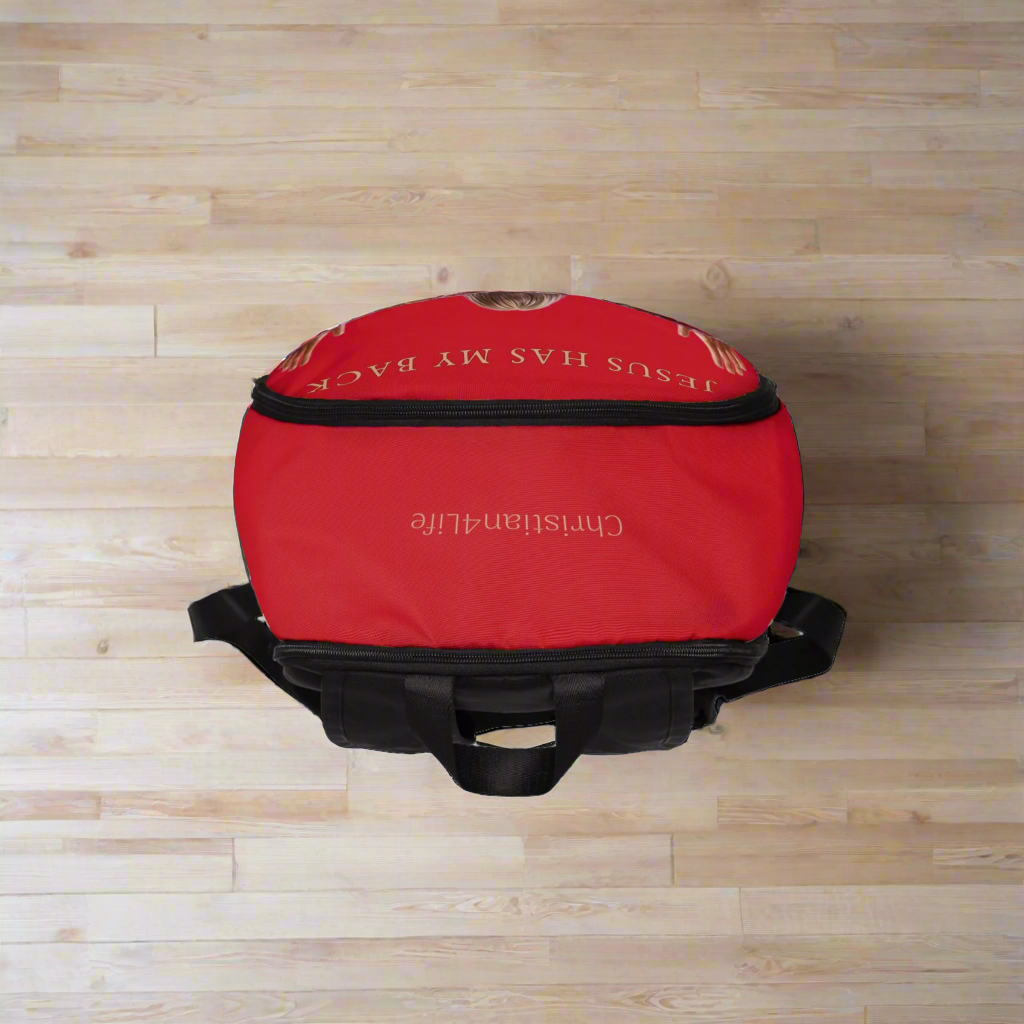 ’Jesus Has My Back’ Graphic design Christian Backpack (dark red) - One size - Bags