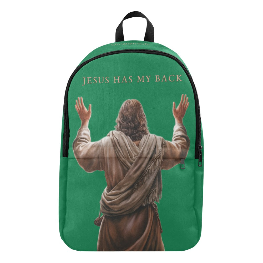 "Jesus Has My Back" Christian Backpack (Choose Green Shade)