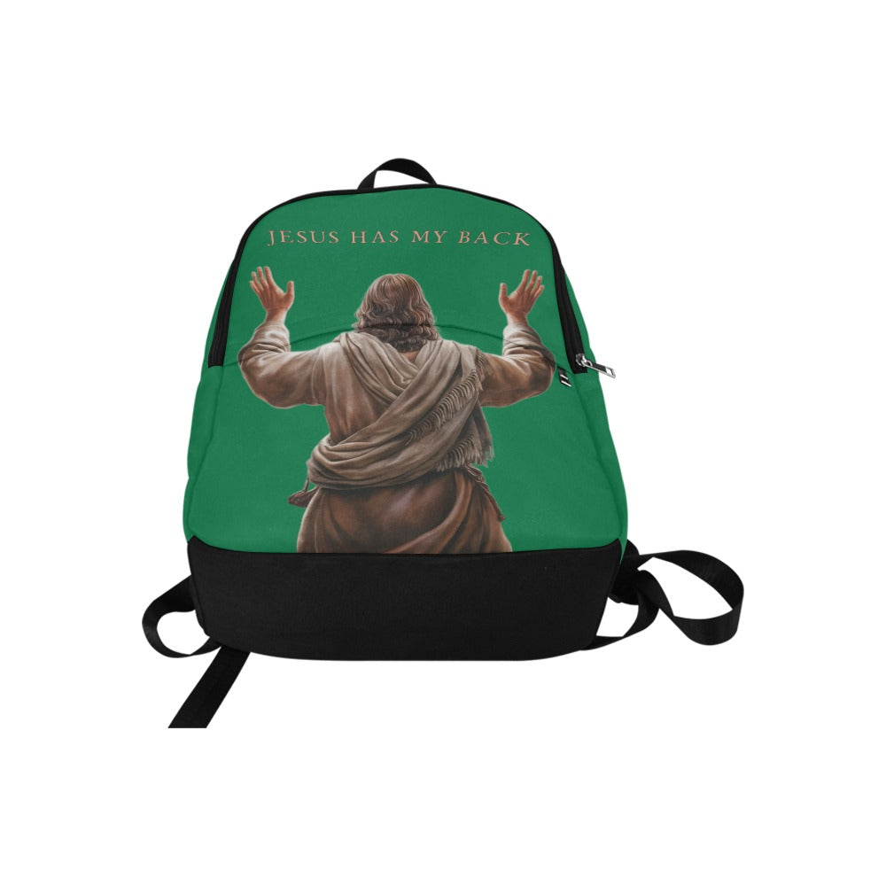 "Jesus Has My Back" Christian Backpack (Choose Green Shade)