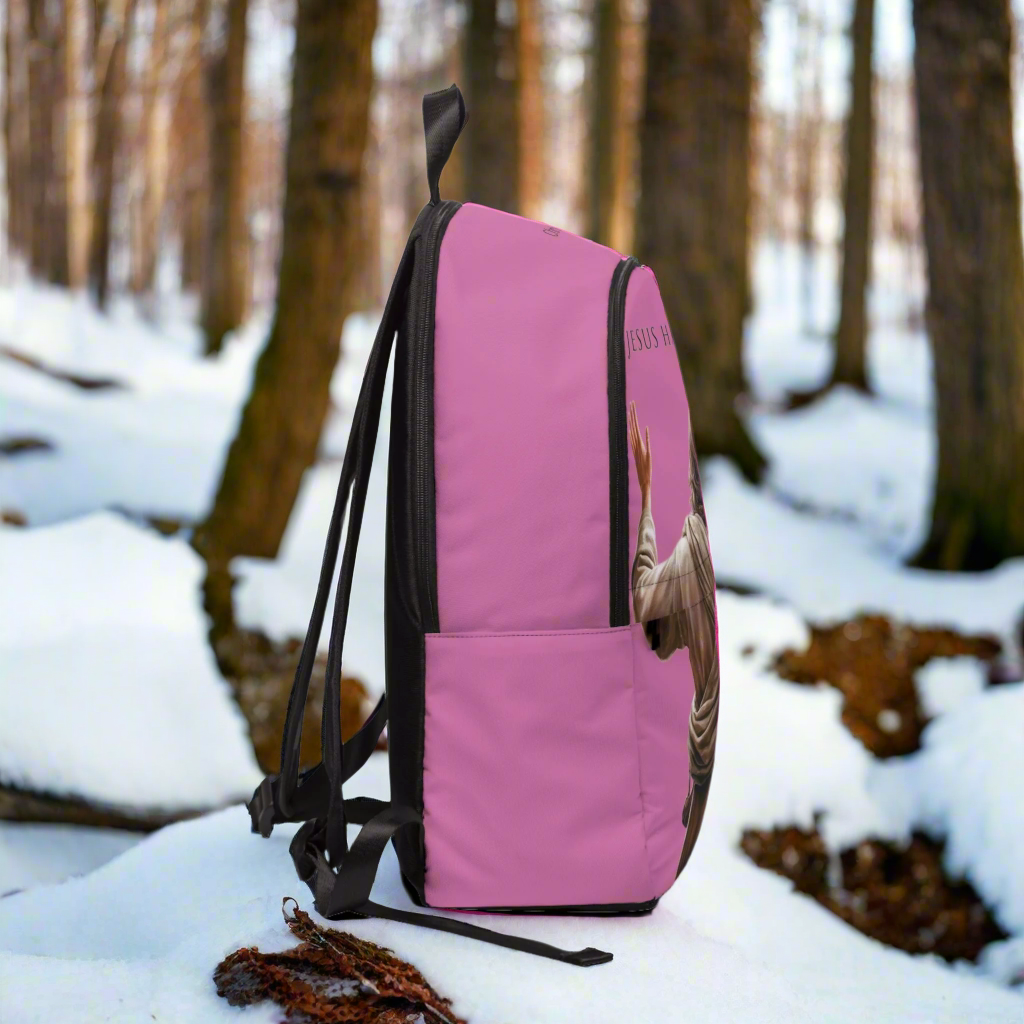 ’Jesus Has My Back’ Christian Backpack (light pink) - One size - Bags