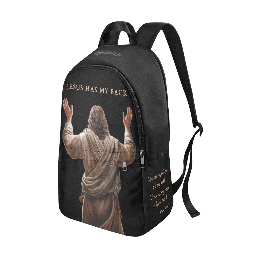 "Jesus Has My Back" Christian Backpack- with Bible Quotes