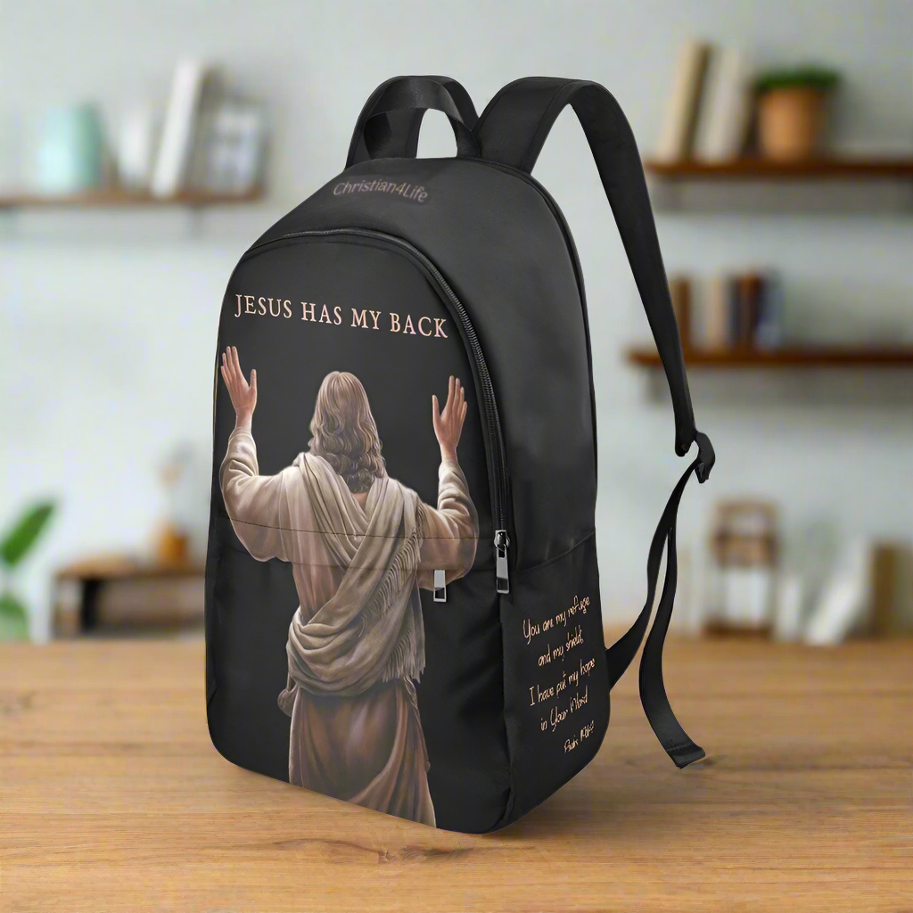 "Jesus Has My Back" Christian Backpack- with Bible Quotes