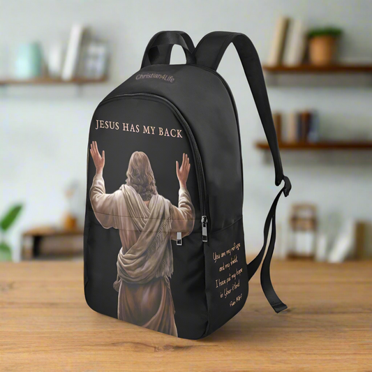 "Jesus Has My Back" Christian Backpack- with Bible Quotes