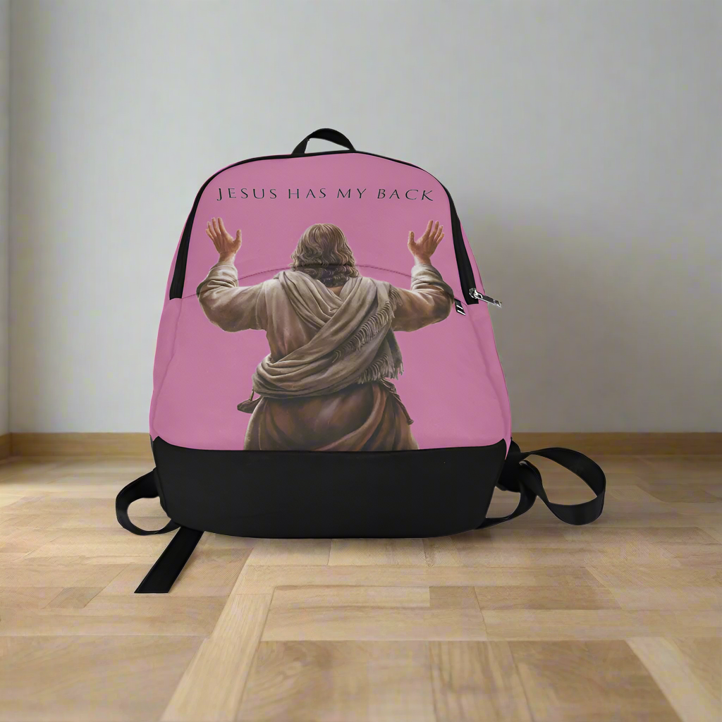 "Jesus Has My Back" Christian Backpack (Choose Pink Shade)