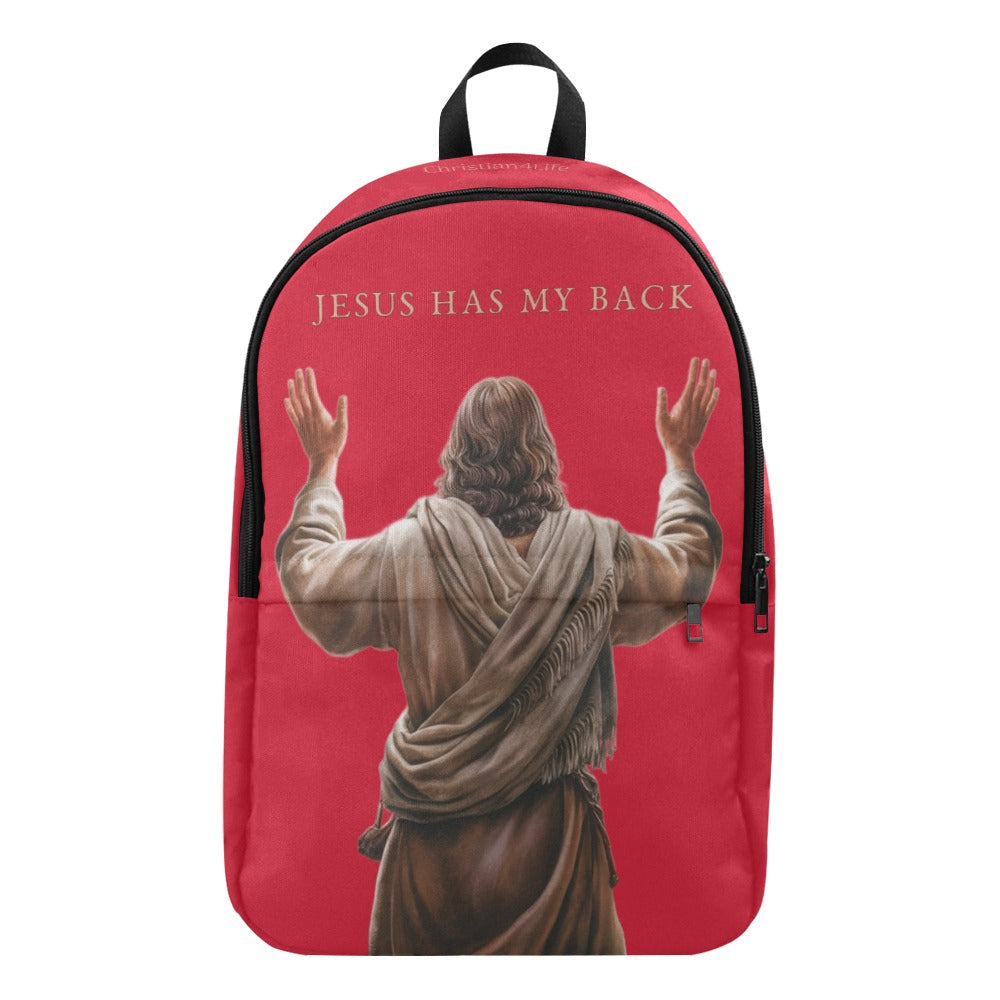 "Jesus Has My Back" Christian Backpack (Choose Red Shade)