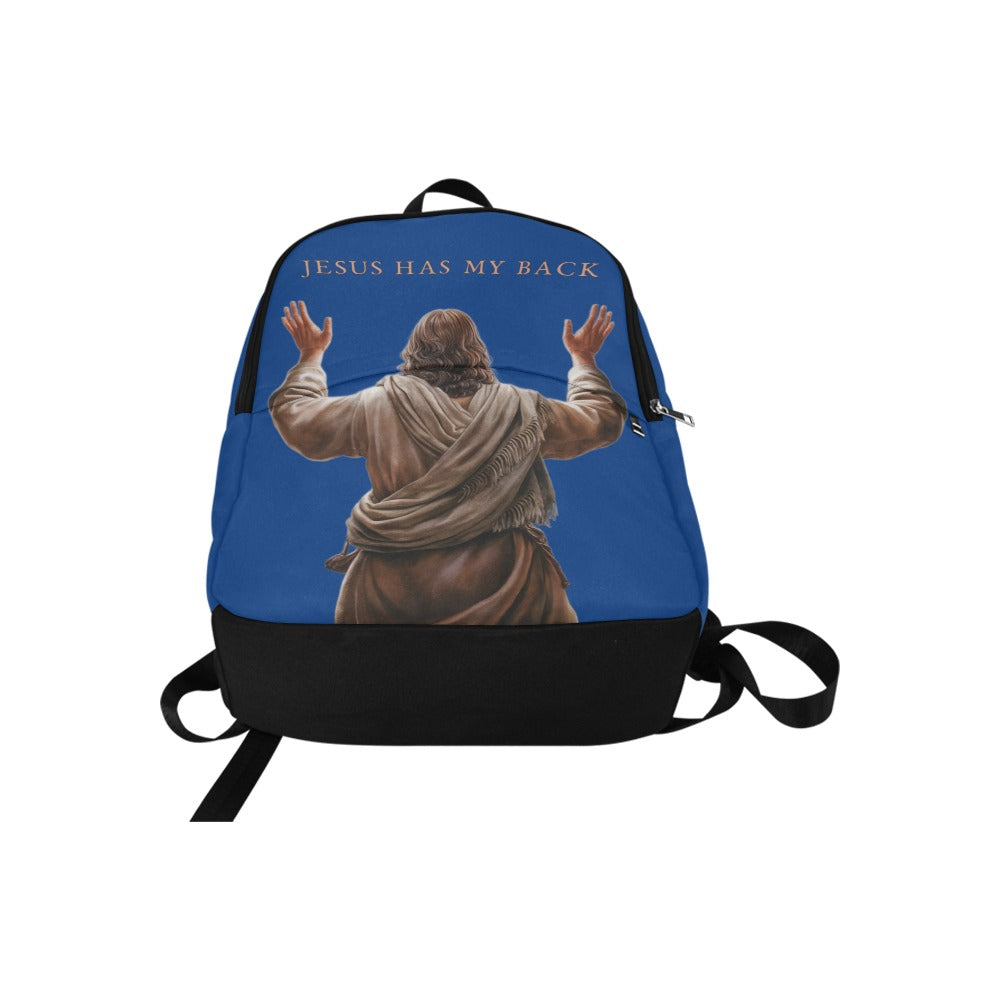 "Jesus Has My Back" design Christian Backpack (Choose Blue Shade)