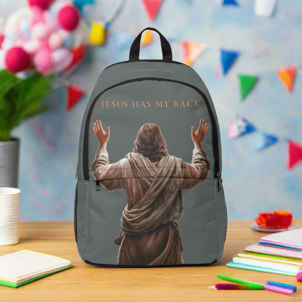 ’Jesus Has My Back’ Graphic design Christian Backpack (dark grey) - One size - Bags