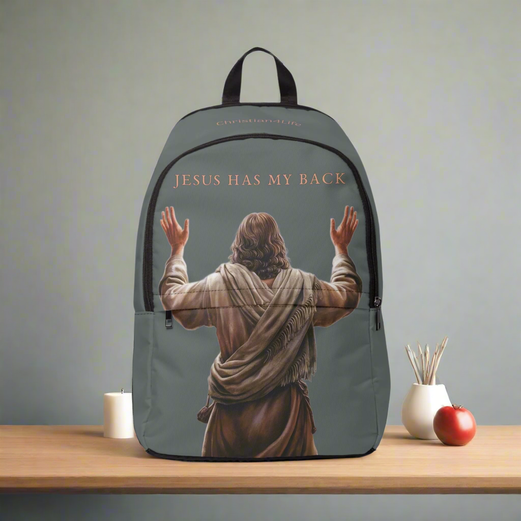 ’Jesus Has My Back’ Graphic design Christian Backpack (dark grey) - One size - Bags