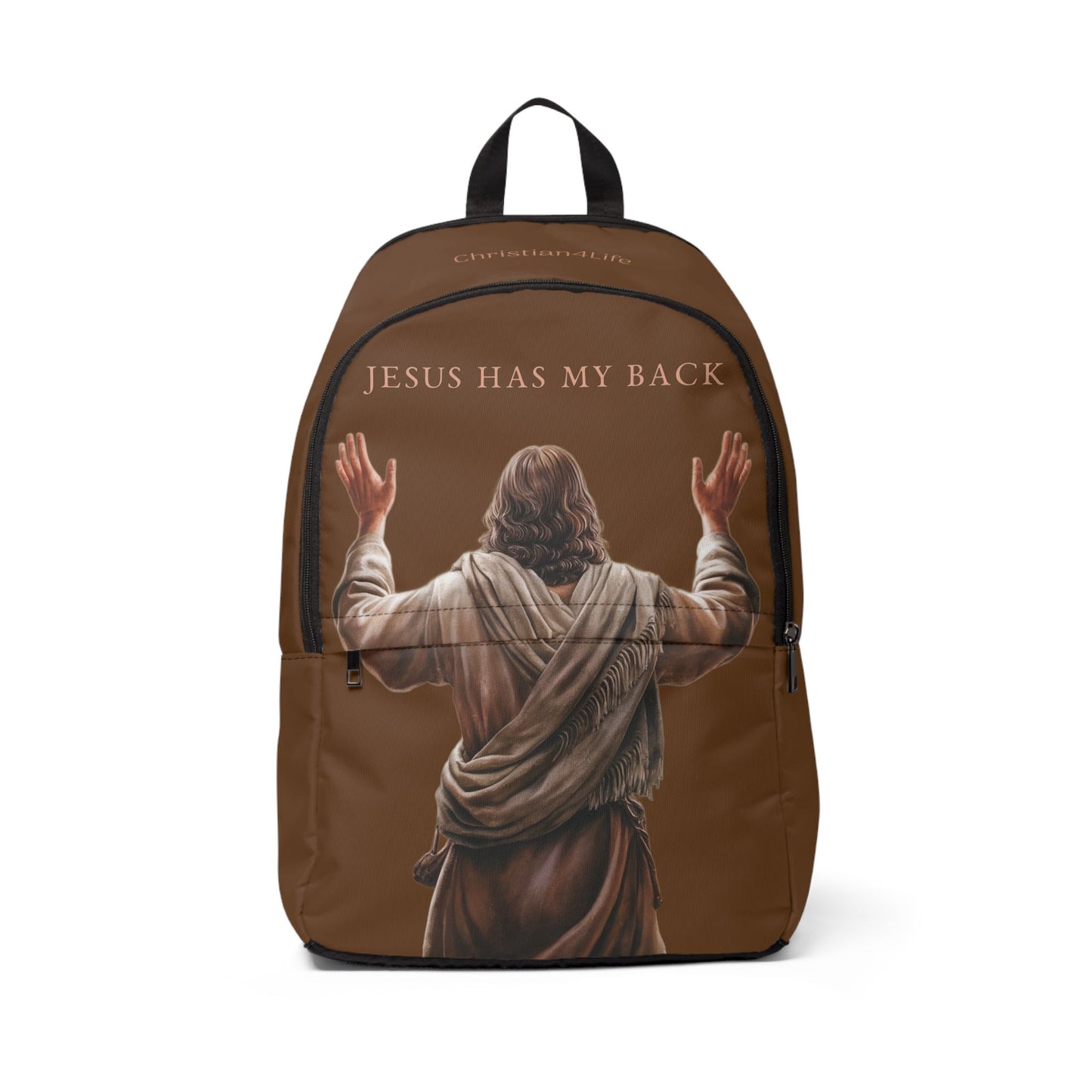 ’Jesus Has My Back’ Graphic design Christian Backpack (brown) - One size - Bags