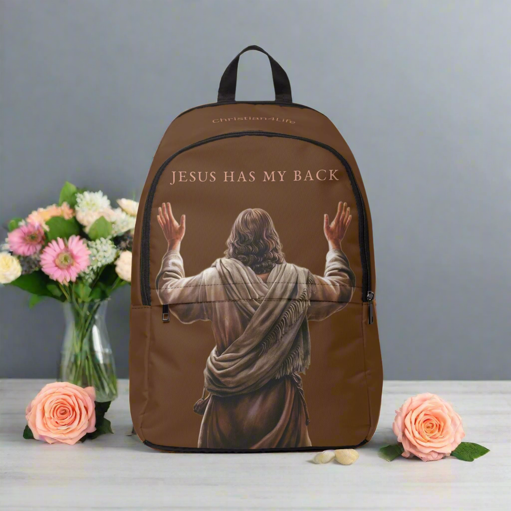 ’Jesus Has My Back’ Graphic design Christian Backpack (brown) - One size - Bags