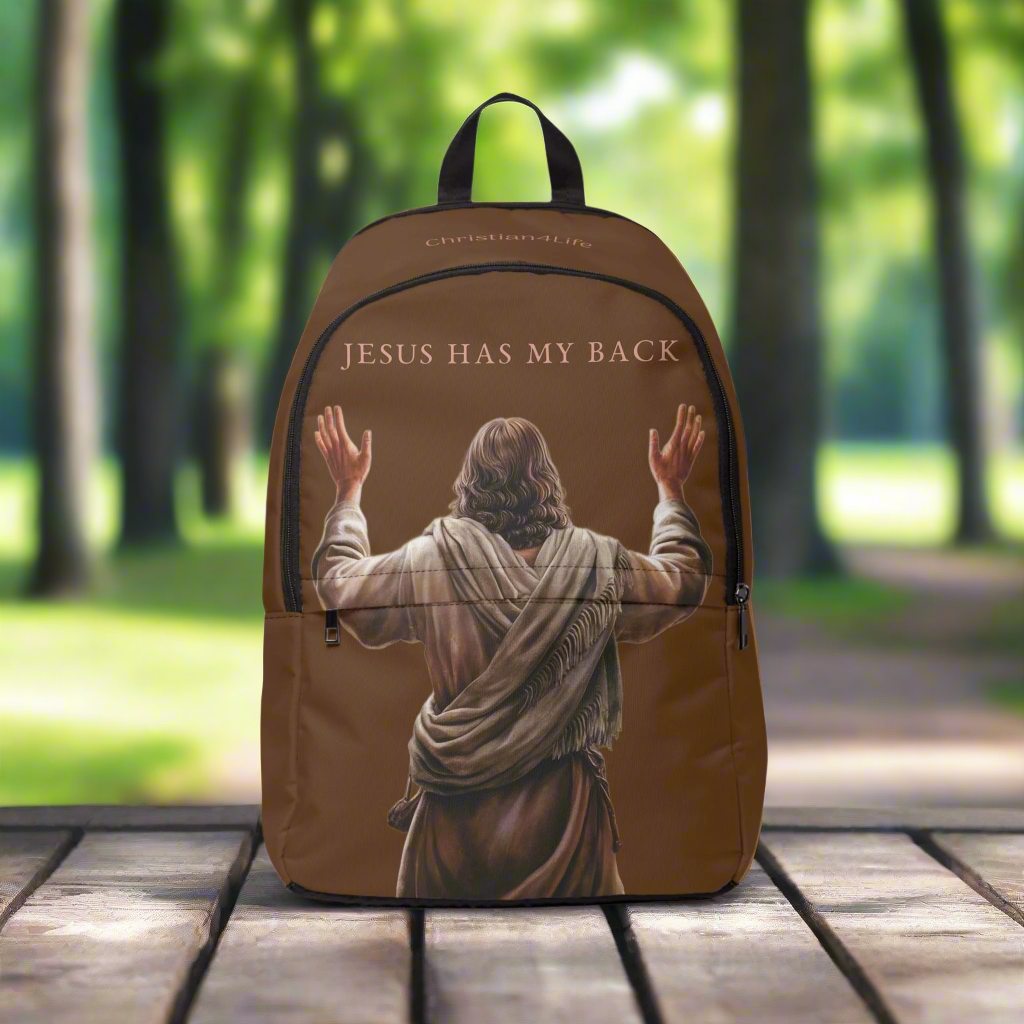 ’Jesus Has My Back’ Graphic design Christian Backpack (brown) - One size - Bags