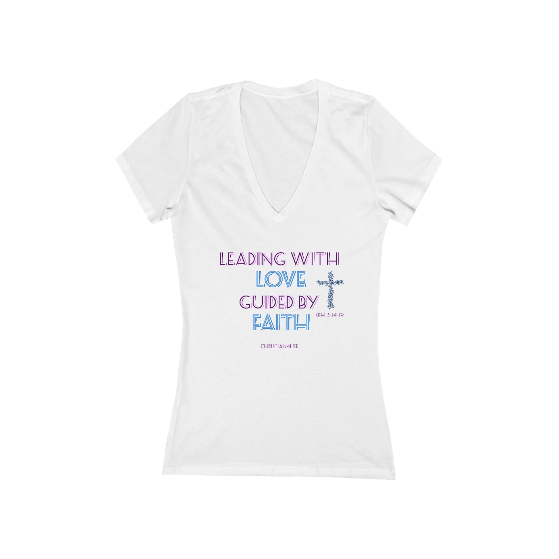 Leading with Love-Women’s Jersey Short Sleeve Deep V-Neck Tee - T-Shirt