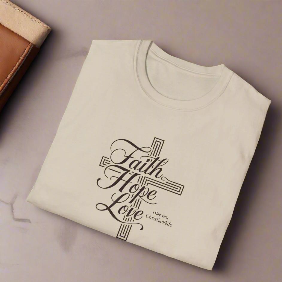 Unisex ’Faith Hope Love’ Christian Cotton Softstyle T-Shirt - T-Shirt