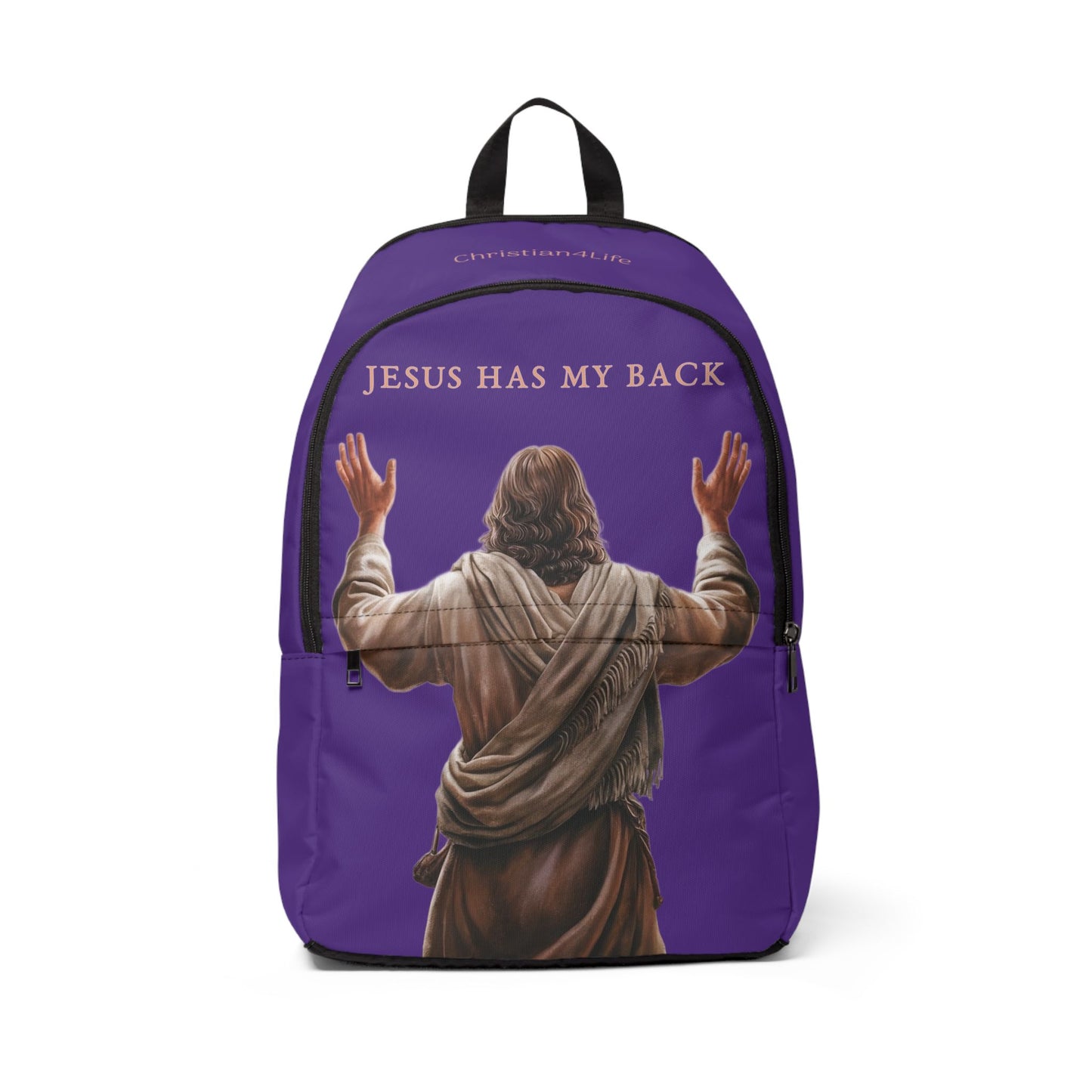 ’Jesus Has My Back’ Graphic design Christian Backpack (purple) - One size - Bags