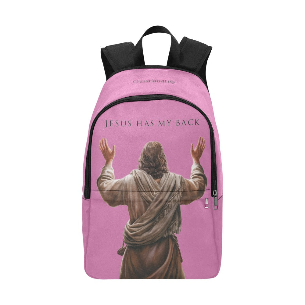 "Jesus Has My Back" Christian Backpack (Choose Pink Shade)