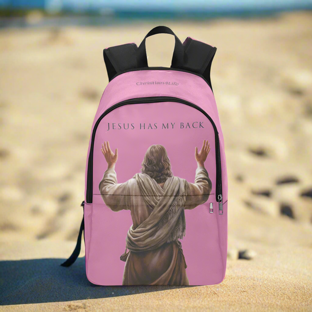 "Jesus Has My Back" Christian Backpack (Choose Pink Shade)