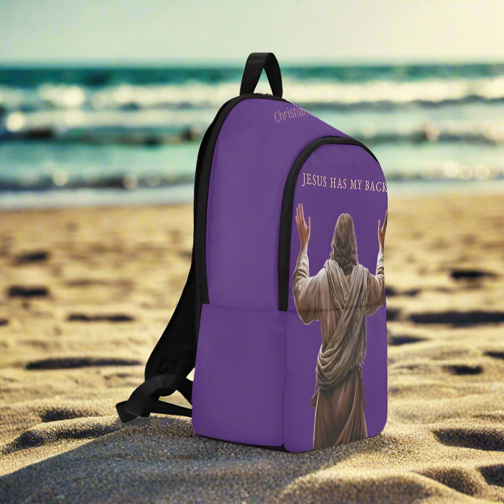 "Jesus Has My Back" Christian Backpack (Choose Purple Shade)