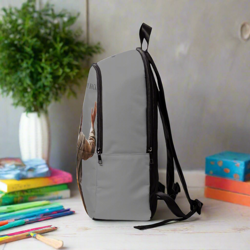’Jesus Has My Back’ Graphic design Christian Backpack (grey) - One size - Bags