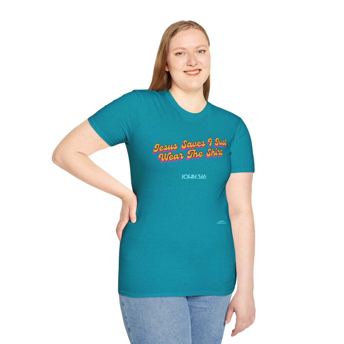 "Jesus Saves, I just Wear the Shirt" Unisex Cotton Softstyle T-Shirt