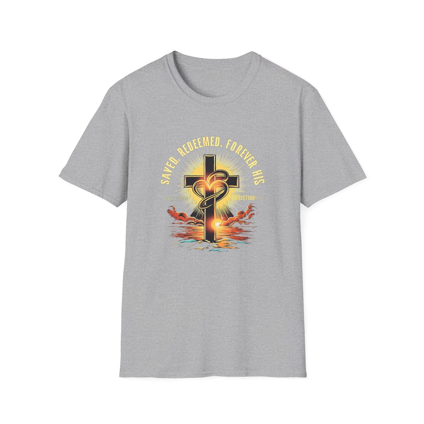 Unisex ’Saved Redeemed Forever His’ Christian Cotton Softstyle T-Shirt - Sport Grey / S - T-Shirt