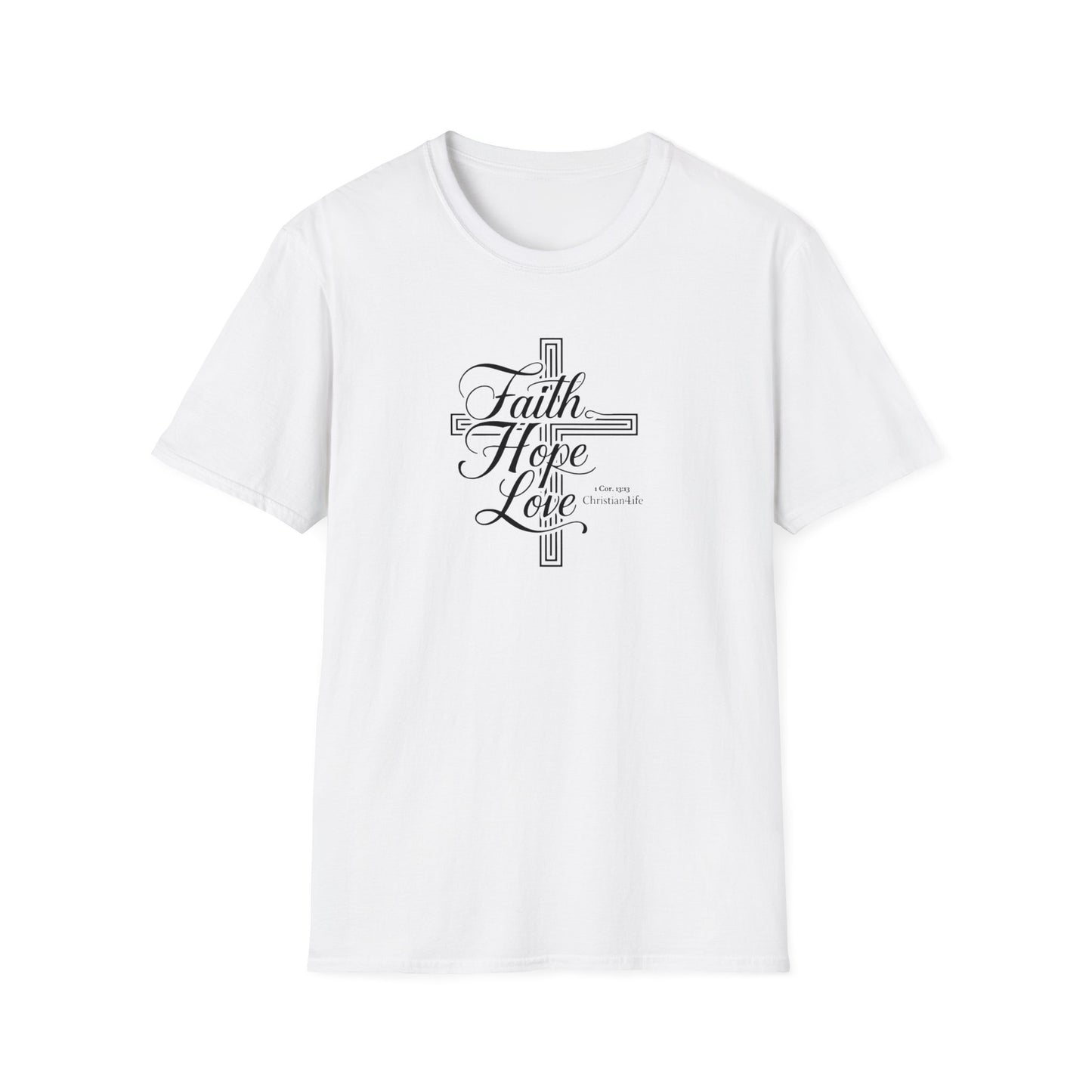 Unisex ’Faith Hope Love’ Christian Cotton Softstyle T-Shirt - White / S - T-Shirt
