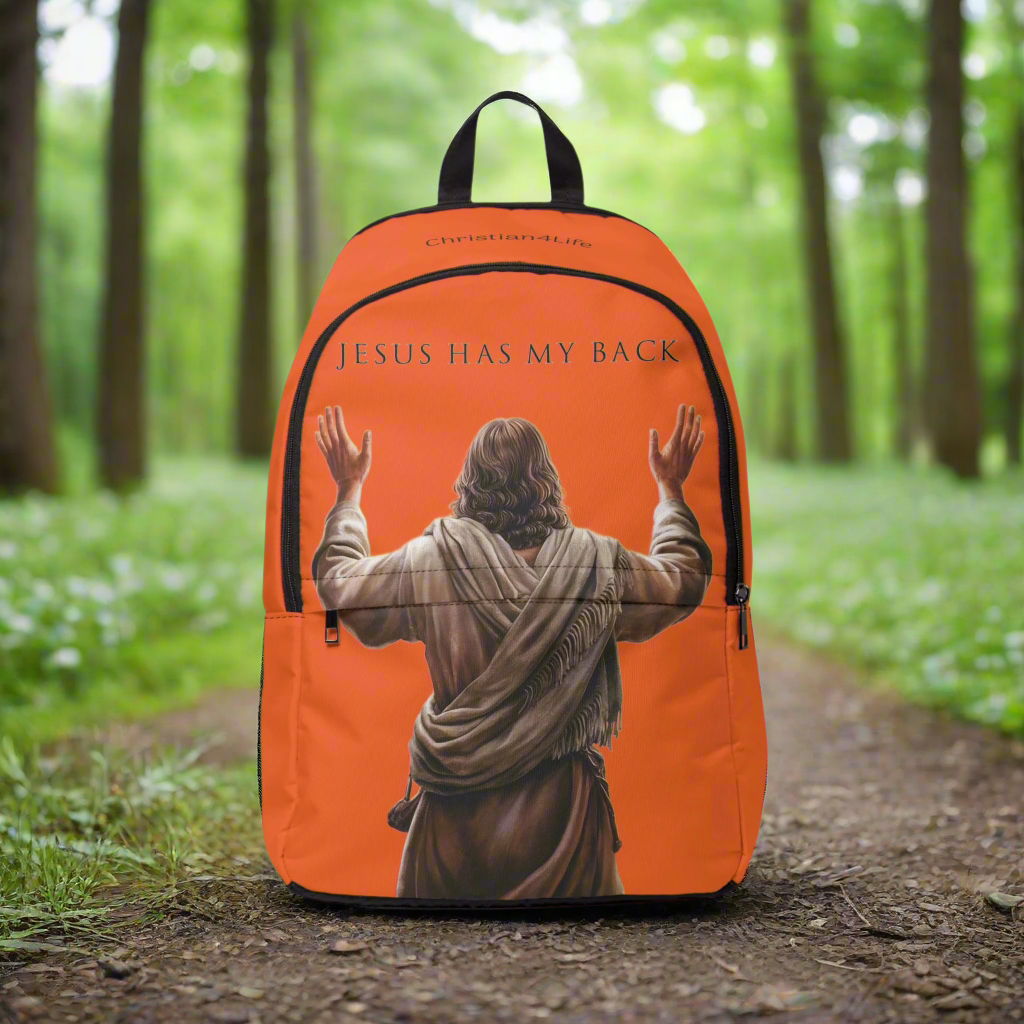 ’Jesus Has My Back’ Graphic design Christian Backpack (orange) - One size - Bags