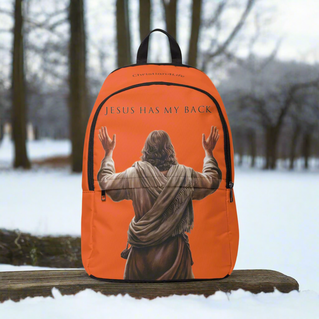 ’Jesus Has My Back’ Graphic design Christian Backpack (orange) - One size - Bags
