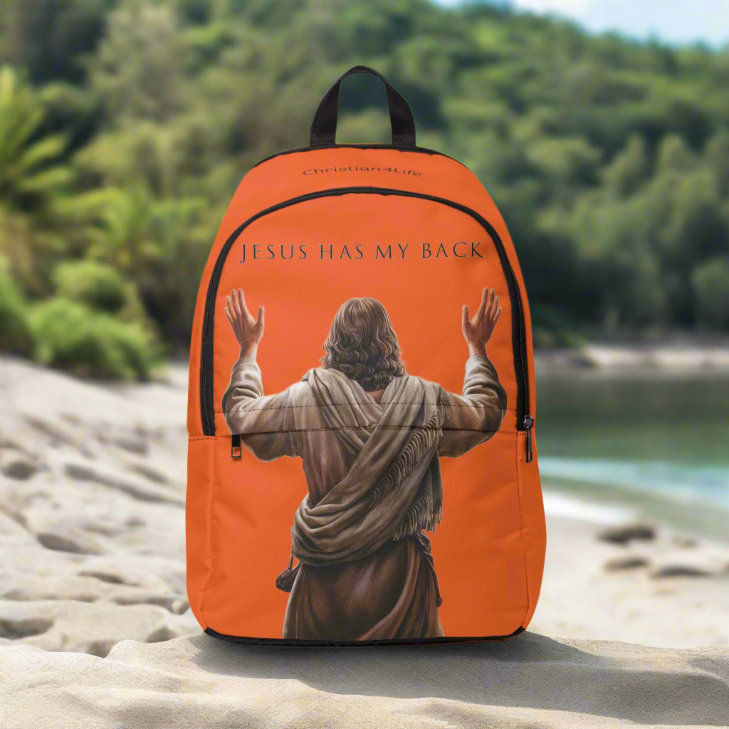 ’Jesus Has My Back’ Graphic design Christian Backpack (orange) - One size - Bags