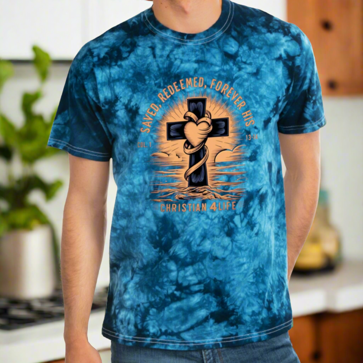 Unisex ’Saved Redeemed Forever His’ Christian Tie-Dye style T-shirt - T-Shirt