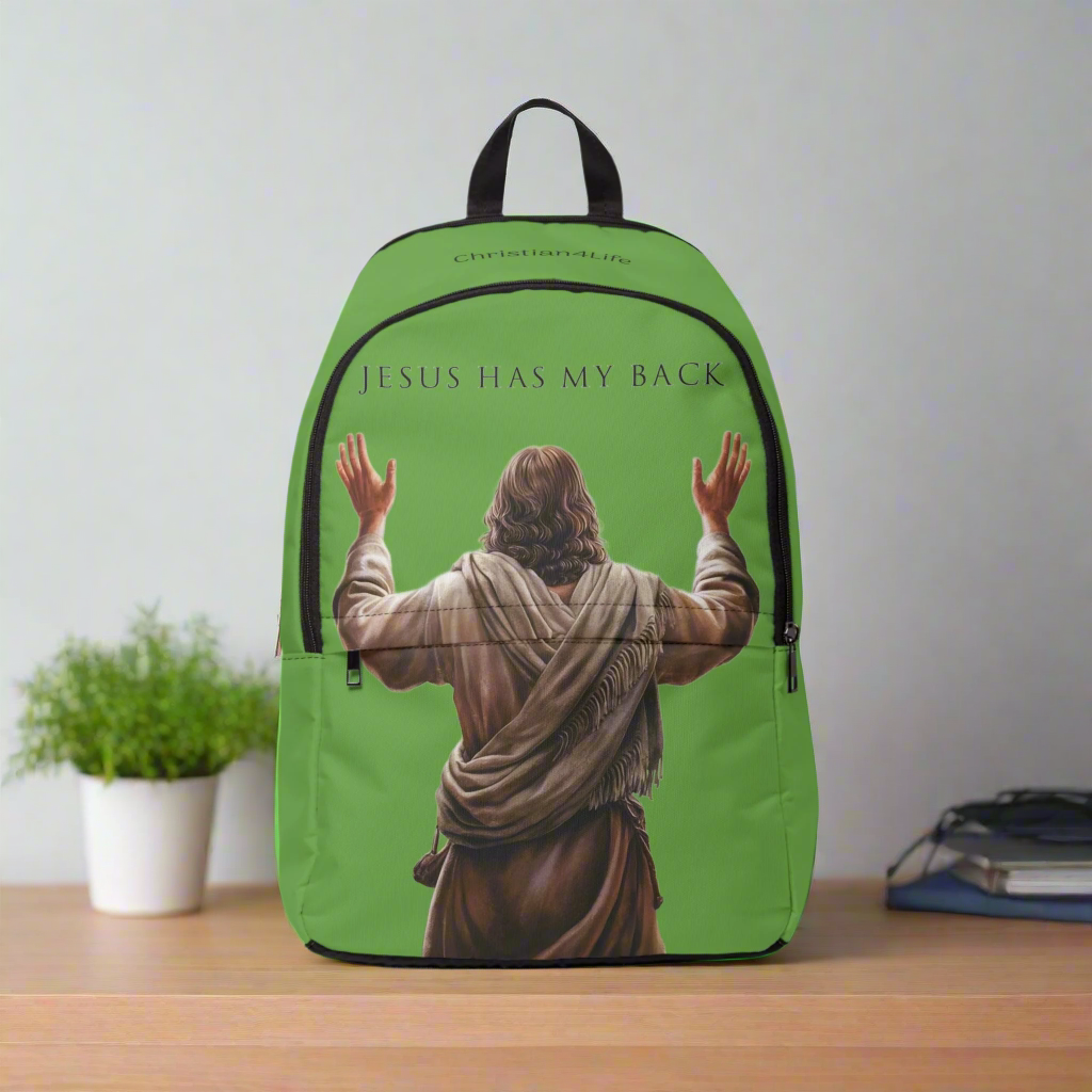 ’Jesus Has My Back’ design Christian Backpack (green) - One size - Bags